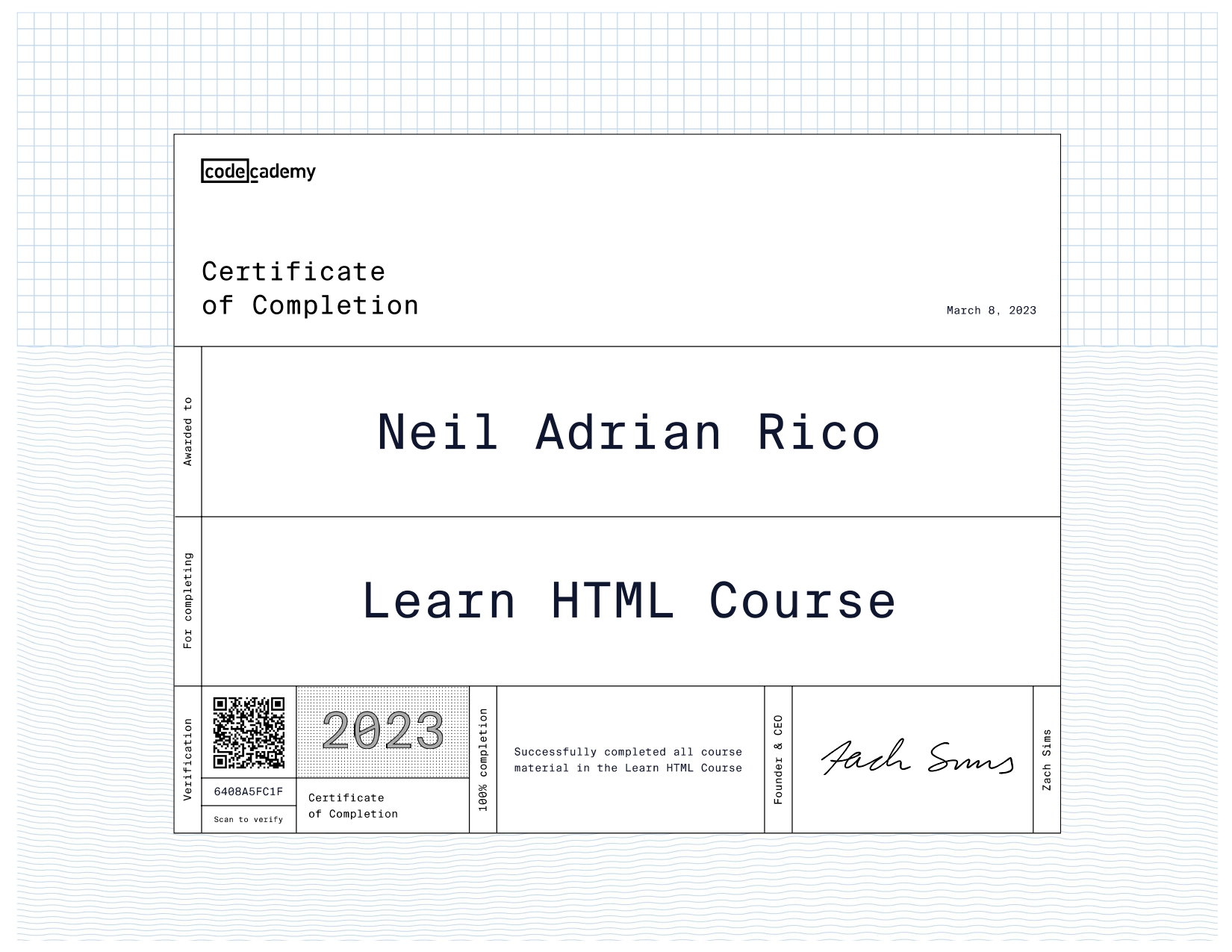 HTML Certificate